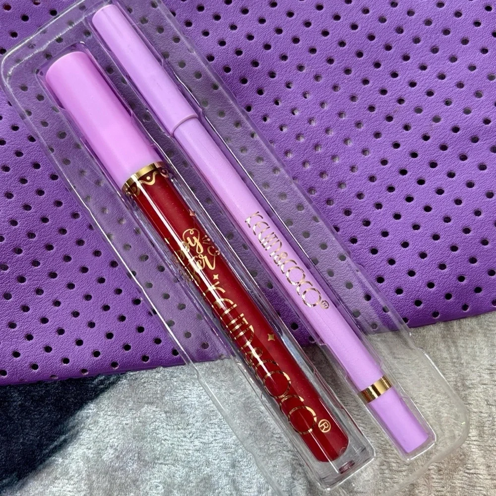 Brand New KEVIN & COCO Blusher Lotion Peach Lotus & Red Lip Gloss Lip Liner Set